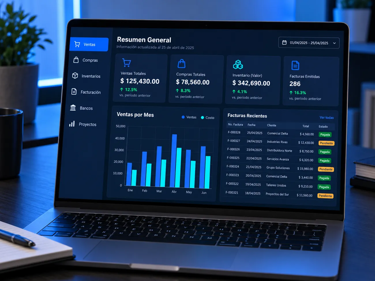 Sistema administrativo con ventas, inventarios y facturación