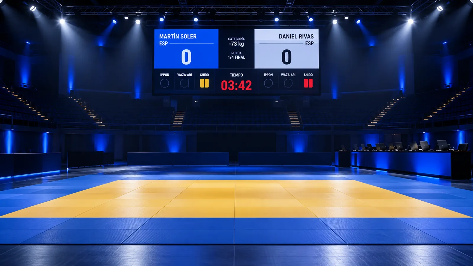 Tatami con marcador de judo