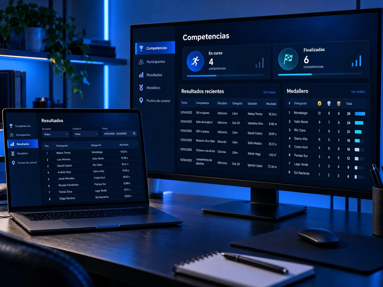 Intranet de resultados con competencias y medallero
