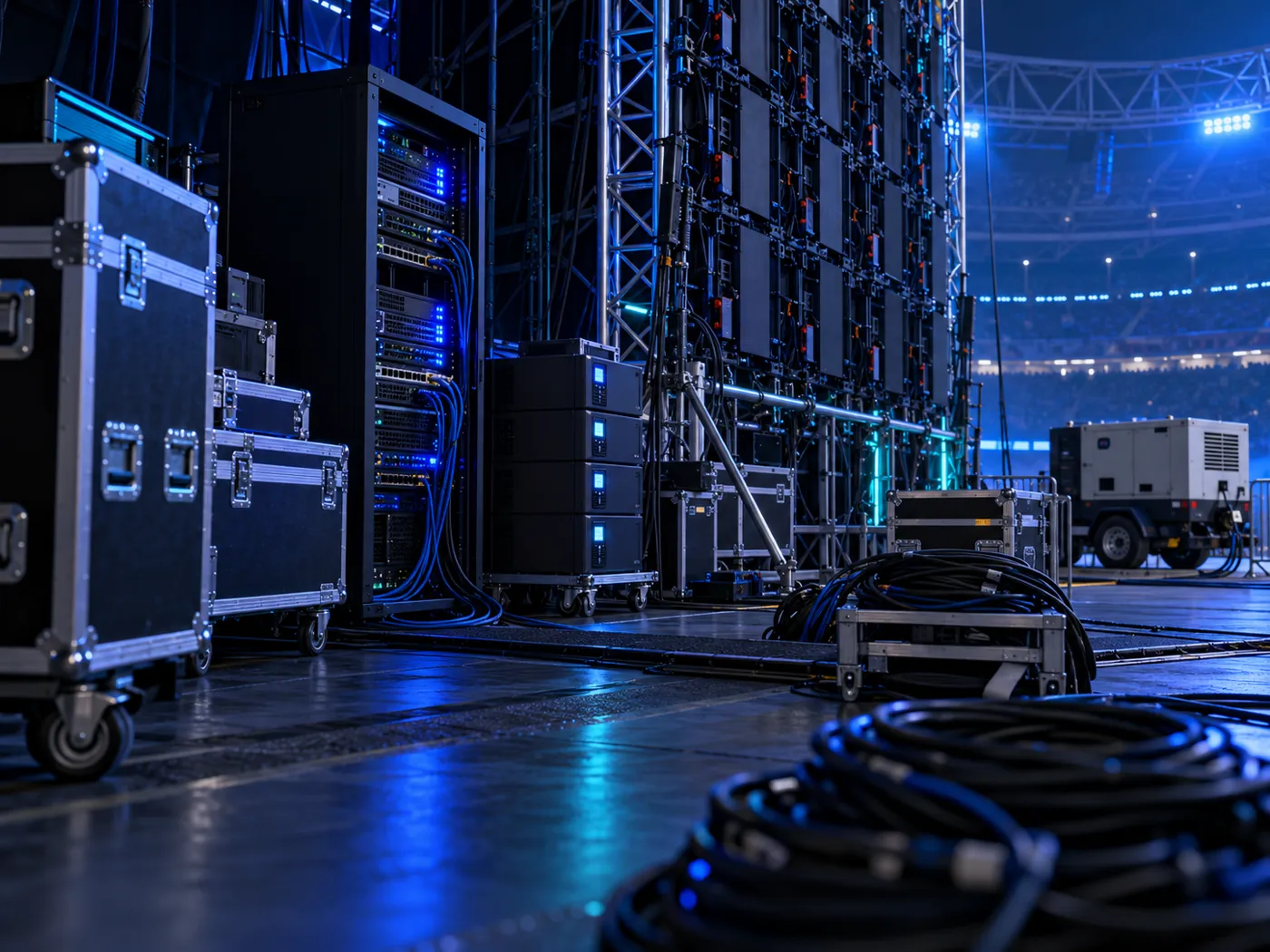 Racks, UPS y videowall en un evento